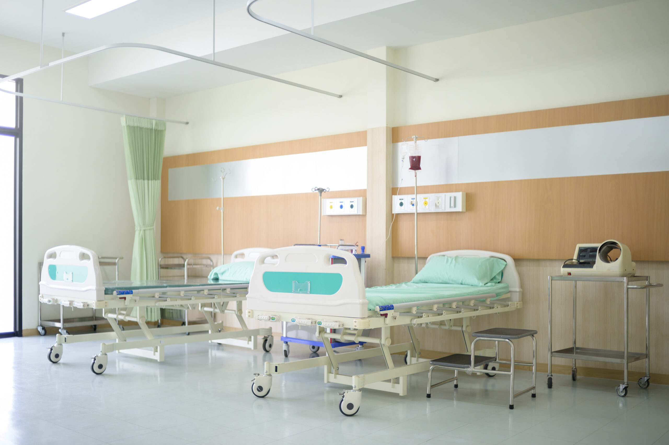 background of patient bed in hospital